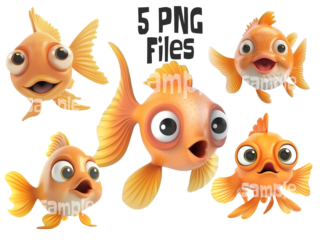 Adorable Goldfish Clipart Collection, Goldfish PNG, Cute Goldfish
