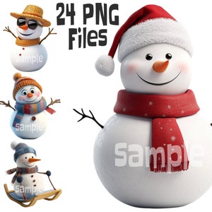 Snowman Clipart Set, Winter Holiday PNG (Digital Download)