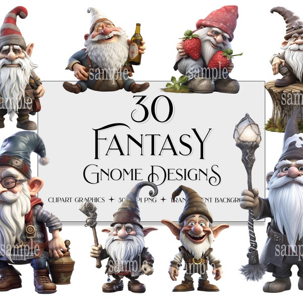 Gnome PNG, Gnome Clipart, Fantasy Gnome Clipart, Funny Gnome PNG, Adorable Gnomes, Transparent Background, Commercial Use, Digital Download