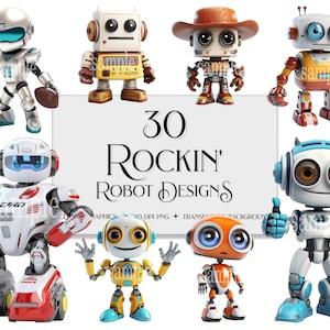 Clipart de robô, PNG de robô, Clipart de robô, png de criação de cartões, Personagens de robô, Uso comercial, Fundo transparente, Download digital