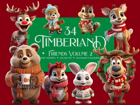 Christmas Animal Clipart Bundle, Woodland PNG Graphics (Digital Download)