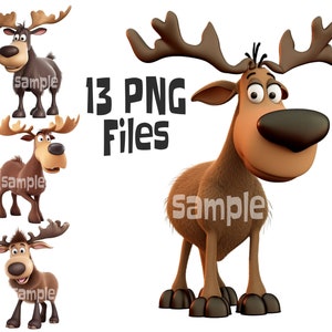 Niedliche Elch Clipart, Elch PNG, Clipart-Designs für Kinder, Kartenherstellung png, Waldtiere Clipart, Kinderzimmer Aufkleber, Waldtiere
