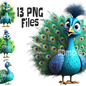 Imágenes prediseñadas de pavo real colorido, imágenes prediseñadas de fabricación de tarjetas, imágenes prediseñadas coloridas, PNG de pavo real, PNG de pavo real colorido, uso comercial, fondo transparente