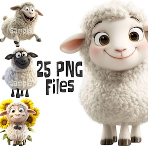 Niedliche Schaf Clipart, kleine Schaf Clipart, wunderliche Schaf Clipart, schrullig Schaf PNG, Bauernhof Tiere Clipart, Kinder Grafiken Kindergarten Kunst