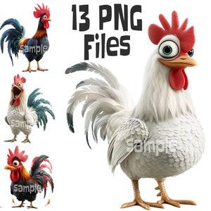 Niedliches Huhn Clipart, Huhn Clipart Bundle, lustiges Dummes Huhn, Kinder Clipart Designs, Dummes Huhn, lustiges Huhn Sublimation