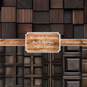 Wooden Tiles digital papers, Dark wood Seamless Patterns, Wood wall backgrounds, Realistic Wood Textures, Scrapbook Papers, Home décor