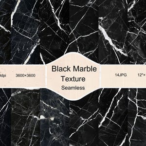 Black Marble Digital Paper, Black Marble Textures with white Veins, Seamless Marble Backgrounds, Digital Scrapbooking, Nero Marquina Marble