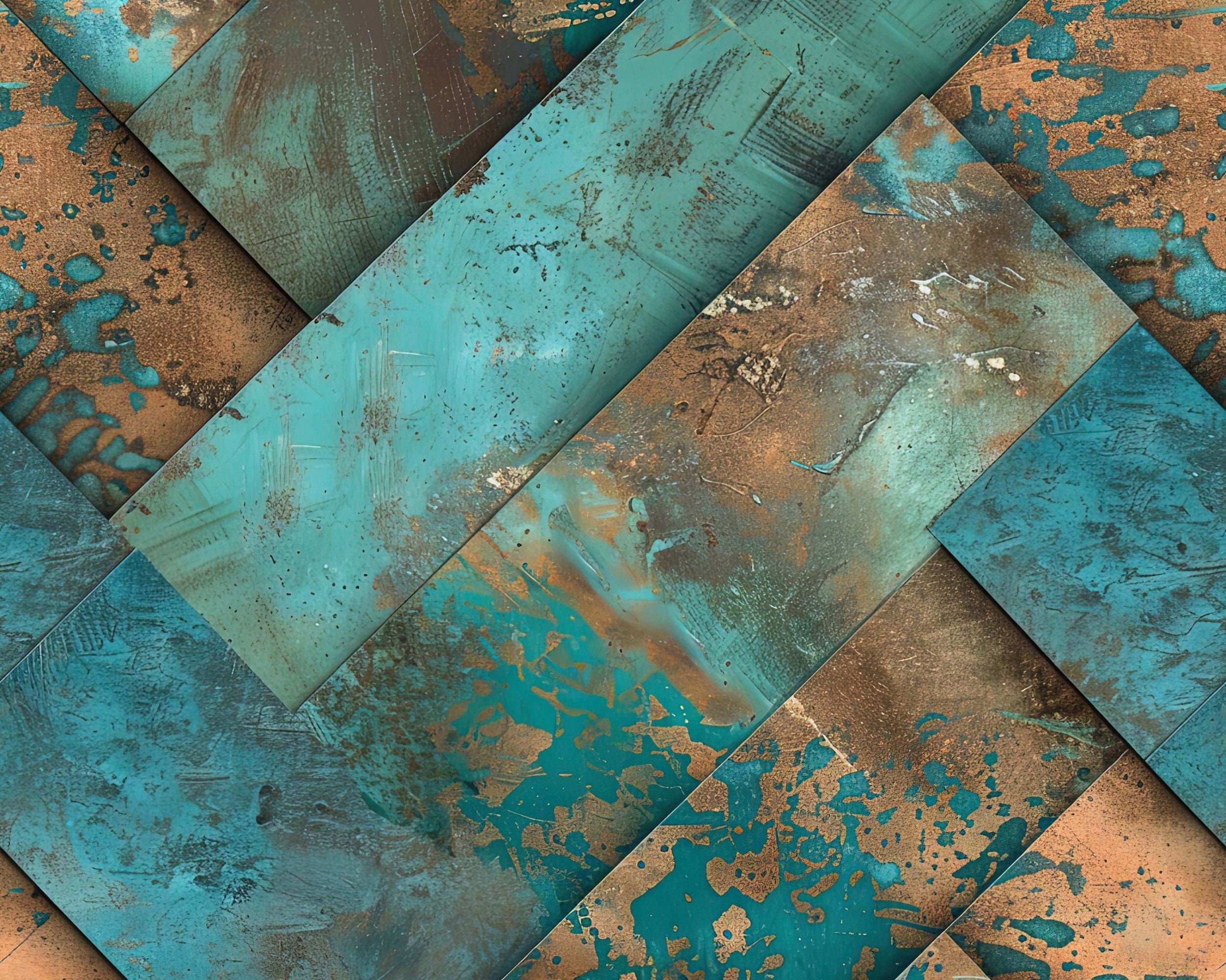 Teal and Copper Grunge Digital Papers, Distressed Seamless Patterns ...