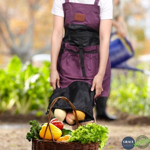 Gardening Apron Canvas, Pocket Garden Apron for Women & Men, Gardener Apron Gift, Gardening Apron Cross Back, Farmhouse Garden Harvest Apron