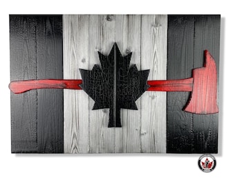Canadian Fire Fighter Flag Thin Red Line Personalized Firefighter Gift First Responders