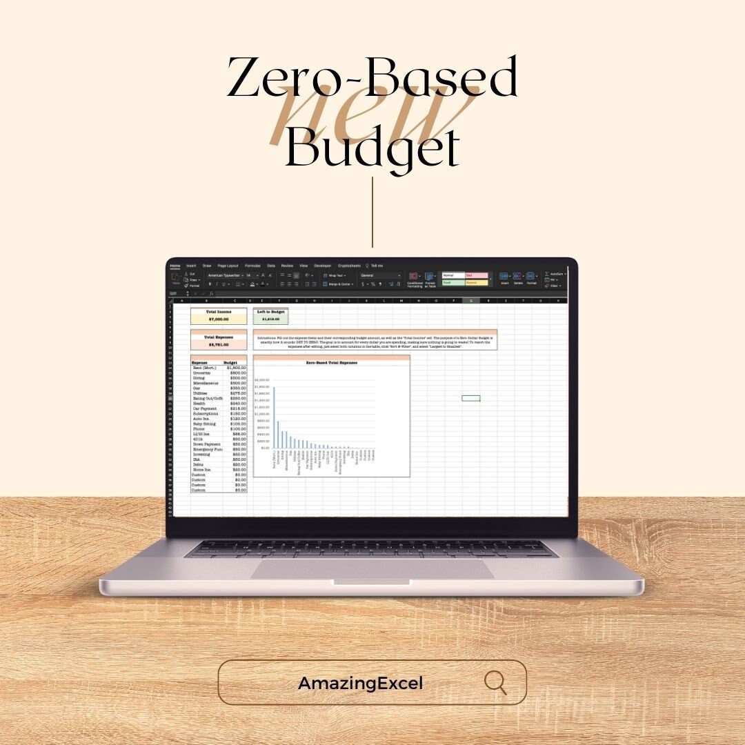 Zero Based Budget Spreadsheet for Excel, Budget Spreadsheet, Zero Based