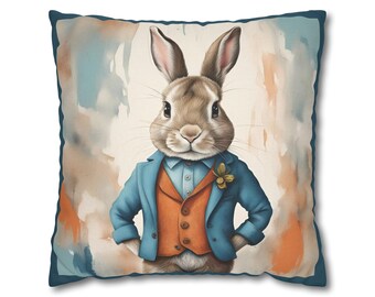 Pillow Case Alfred Rabbit Throw Pillows| Alfred Rabbit Easter Bunny Throw Pillow | Living Room, Nursery, Bedroom, Dorm Room Pillows