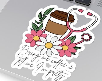 Coffee & Stethoscope Nurse Sticker: Healthcare Decal