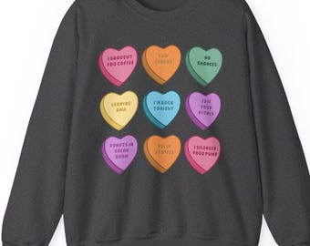 Valentines Nurse Sweatshirt: Conversation Hearts Healthcare Tee