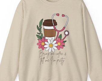 Floral Coffee Stethoscope Nurse Sweatshirt: Healthcare Gift