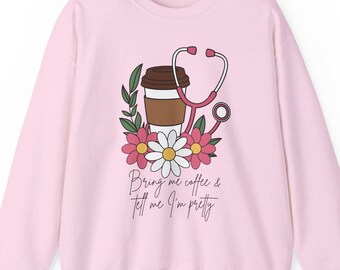 Floral Coffee Stethoscope Nurse Sweatshirt: Healthcare Gift