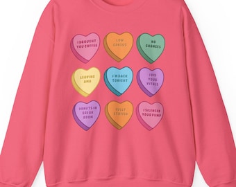 Valentines Nurse Sweatshirt: Conversation Hearts Healthcare Tee