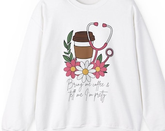Coffee & Stethoscope Nurse Unisex Sweatshirt | Floral LVN RN Sweater | Valentine's Day Shirt | Cute Healthcare Tee