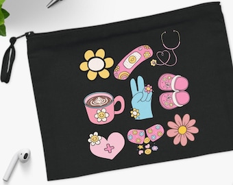 Healthcare Zipper Pouch: Floral Medical Design, Nurse Gift