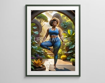 Black Woman Yoga | Black Girl Clipart | Yoga PNG | Yoga | Mystical | Black Yoga | INSTANT DOWNLOAD | Digital Print | Black Art | Wall Art