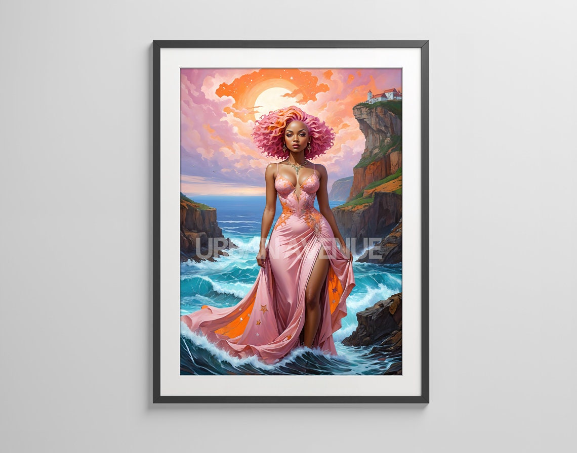African-American Woman | Black Woman | BBW Art | Fantasy Art | Mythical Art | Magical Art | PNG | Digital Print| Black Fantasy | Black Art