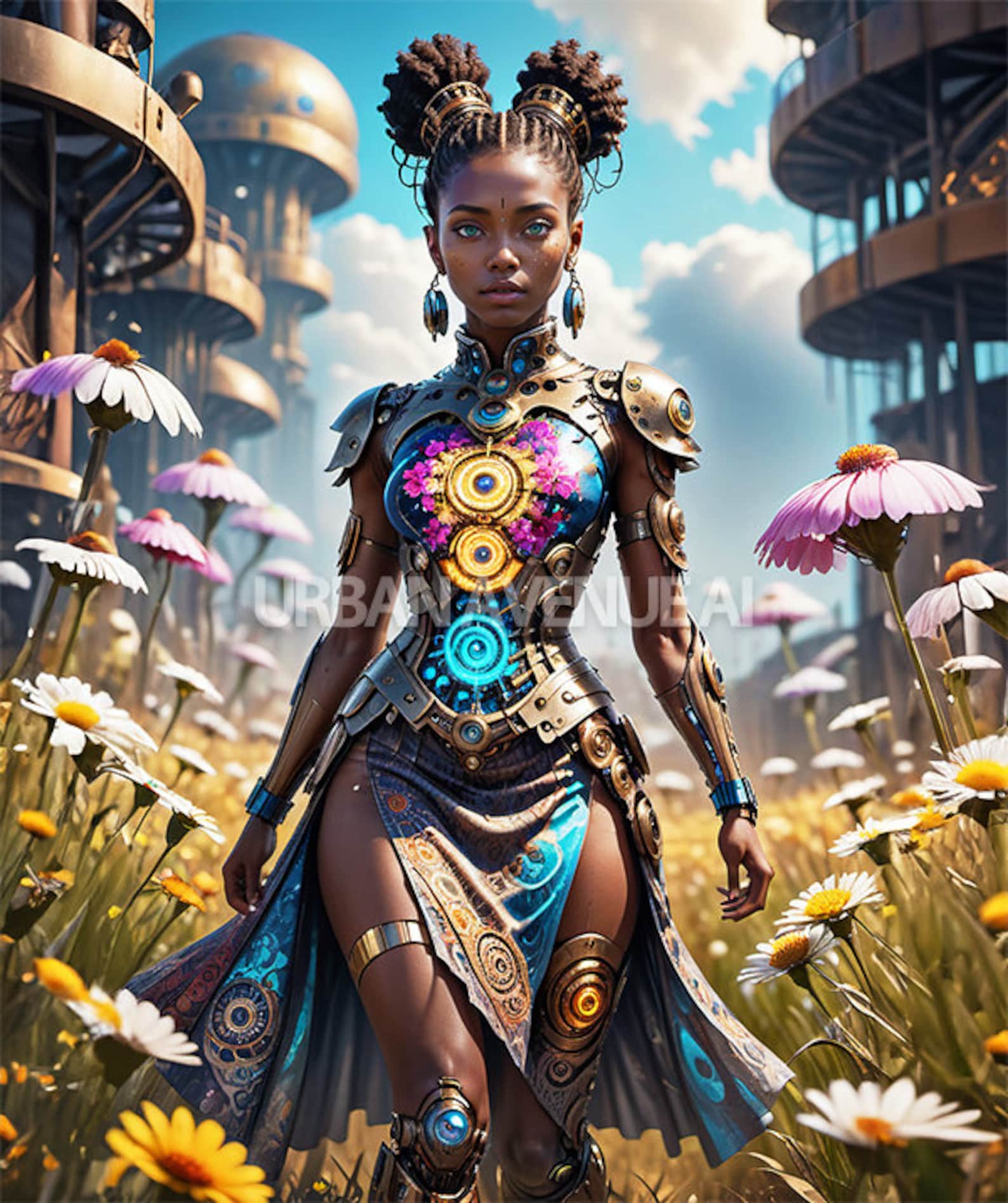 AI Art, African-american, Black Woman, Cyborg, Fantasy, Futuristic ...