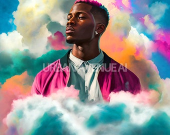 Colorful African American Black LGBT Male With His Head In The Clouds