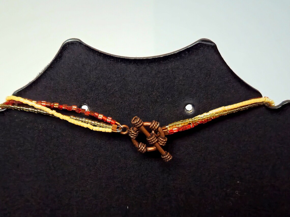 Vintage Autumn Colored Boho Beaded Multi Layered Necklace Bracelet Set ...