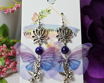 Enchanted Fairy & Butterfly Dangle Earrings Silver-plated Hypoallergenic