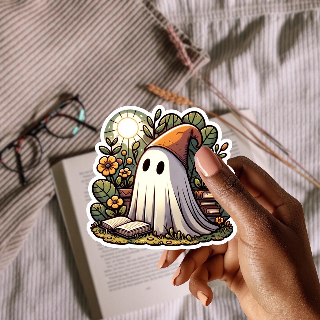 Ghost Gnome Reading a Book Sticker | Cute Kindle Sticker | Bookish ...