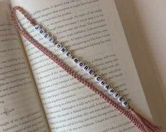 Just one more chapter bookmark, macrame book mark, custom handmade bookmarks, customized bookmarks, dangle bead, beaded book accessories