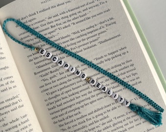 Escaping Reality bookmark, macrame book mark, custom handmade bookmarks, customized bookmarks, dangle bead, beaded book accessories