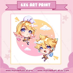 Kagamine Angel 6x6 Art Print || Kagamine Rin Kagamine Len