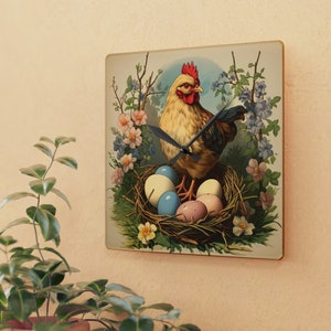 Vintage Chicken Acrylic Wall Clock