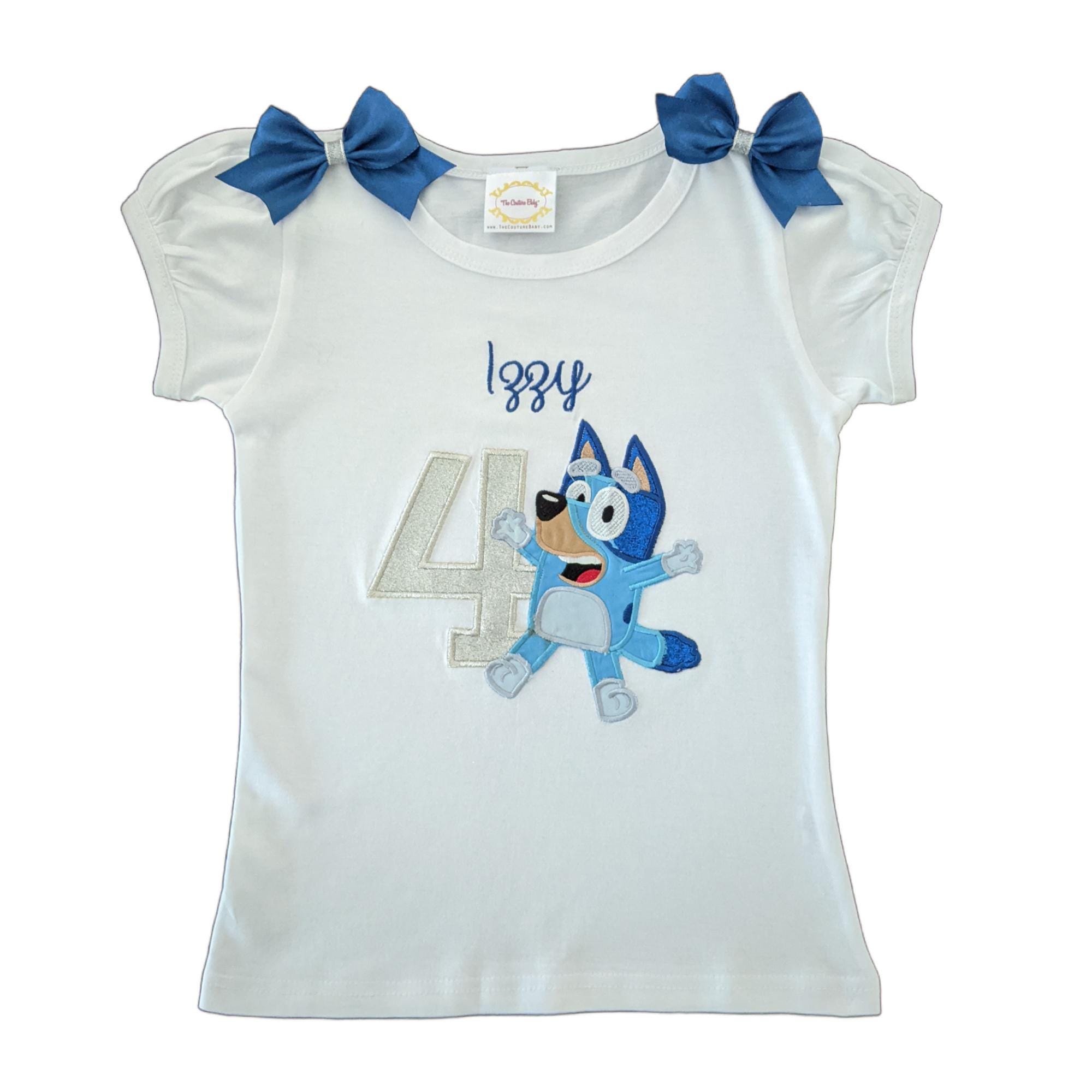 Blue Dog Personalized Birthday Embroidered Shirt-Bodysuit or Tank Top
