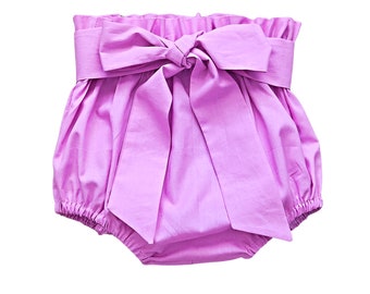 Pink High Waist Ruffle Bloomers w/ Bow Bloomies Diaper Cover Size NB to Size 5