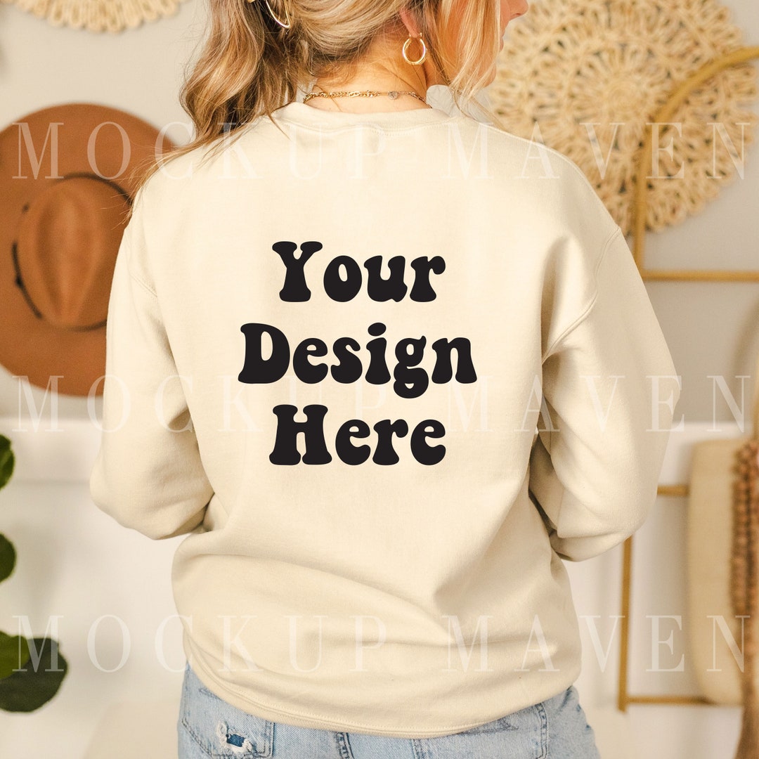 Gildan 18000 Sand Mockup, Gildan Sand Sweatshirt Mockup, Sweatshirt
