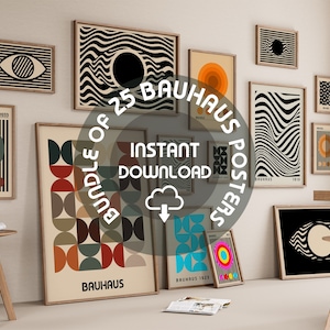 Bauhau Poster Set of 25, Bauhaus, Wallart, Digital Print, Bauhaus Prints, Mid Century Modern, Minimalist, Abstract, Digital Download Print