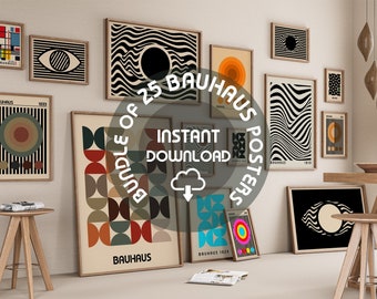 Bauhau Poster Set of 25, Bauhaus, Wallart, Digital Print, Bauhaus Prints, Mid Century Modern, Minimalist, Abstract, Digital Download Print