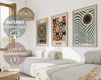 Bauhaus Poster Set: Earth Tones Mid-Century Modern Art (Digital Download)