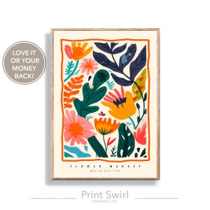 Flower Market Print, Mexico City Travel Poster, Flower Market Poster, Botanical Wall Art Print, Digital Poster Art Download, Printable Decor