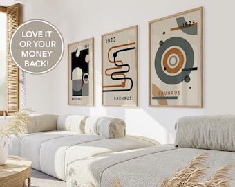 Bauhaus Poster Set: Earth Tones Mid Century Modern Wall Art (Digital Download)