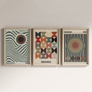Bauhaus Poster Set of 3, Earth Tones Printable, Bauhaus Bundle, WallArt, Mid Century Modern, Abstract, Digital Download, Bauhau, Bahau, Art image 6