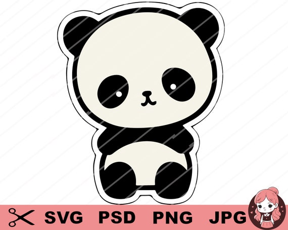 Animated cute panda stickers, white background