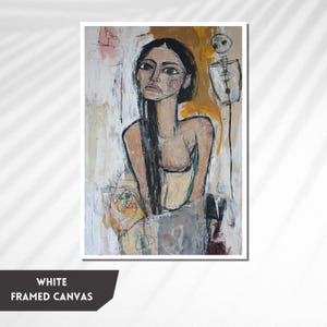 Abstract Portrait of a Woman, Expressive Canvas Art, Modern Feminine Figure, Contemporary Emotional Artwork, Unique Gift for Art Lovers image 4