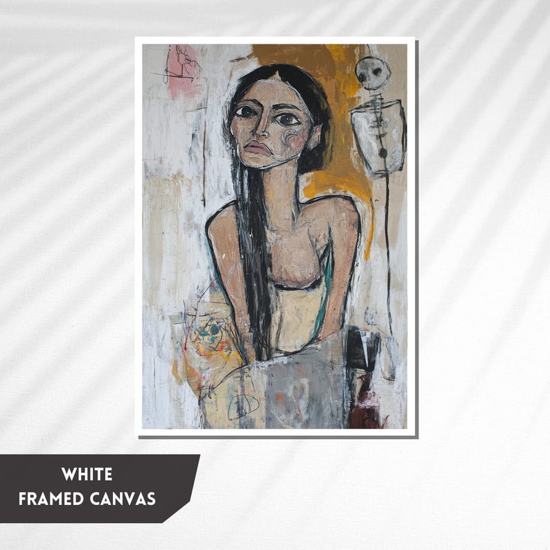 Abstract Portrait of a Woman, Expressive Canvas Art, Modern Feminine Figure, Contemporary Emotional Artwork, Unique Gift for Art Lovers image 4