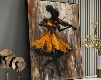 Impresión de lienzo de violinista conmovedor - Arte abstracto de músico - Decoración inspiradora del hogar - Regalo perfecto para amantes de la música y artistas