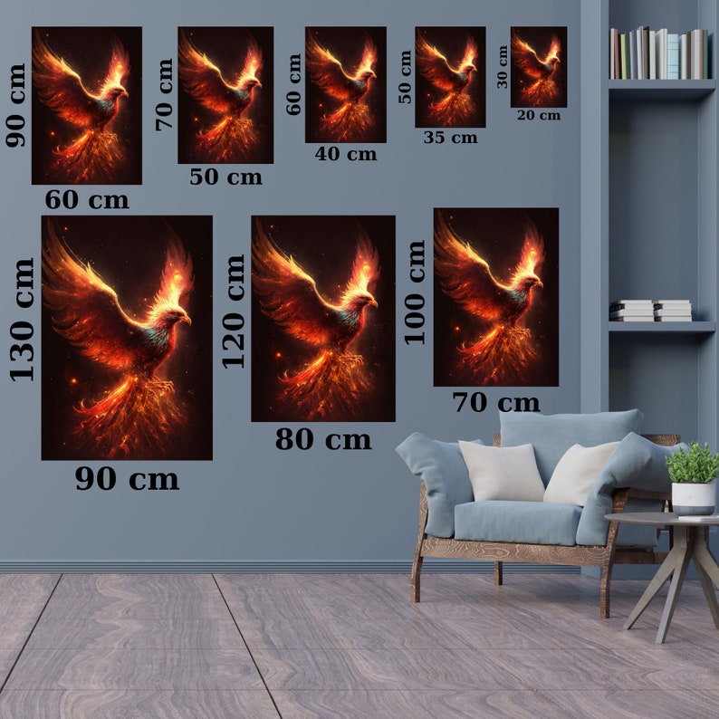 Majestic Phoenix Rising Art Canvas Print,mythical Fire Bird Wall Art ...