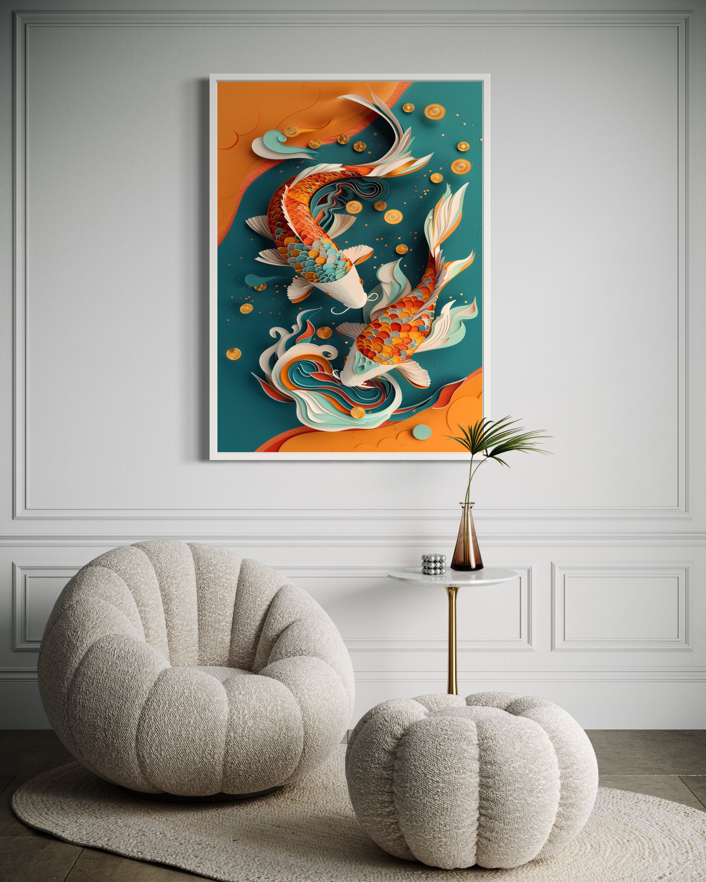 Serenity Koi Fish Canvas Print - Vibrant Oriental Garden Wall Art ...