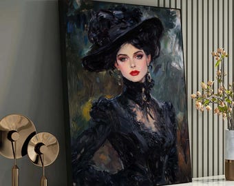 アドリアン アンリ タヌー - 黒い帽子をかぶった優雅な女性 (1900